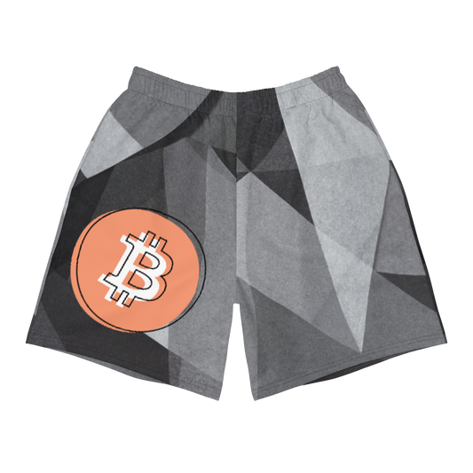 Bitcoin Geometric Gray Crypto BTC Men's Athletic Long Shorts