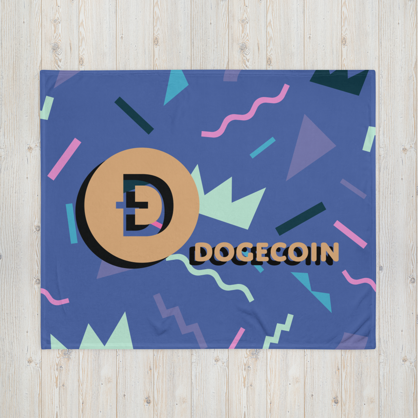 Dogecoin Memphis Design Crypto DOGE Throw Blanket