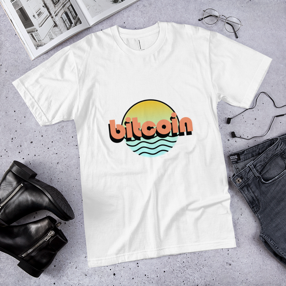 Bitcoin Ocean Sunset Crypto BTC American Apparel T-Shirt