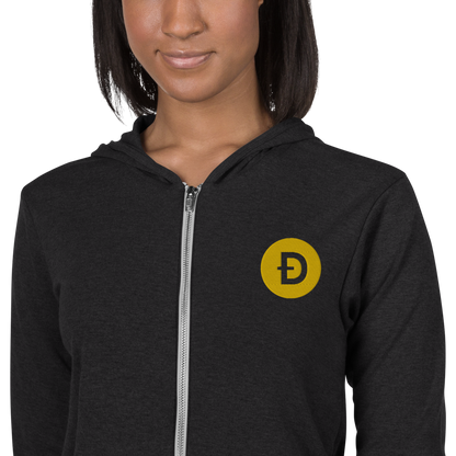 Dogecoin Crypto DOGE Embroidered Unisex Zip Hoodie