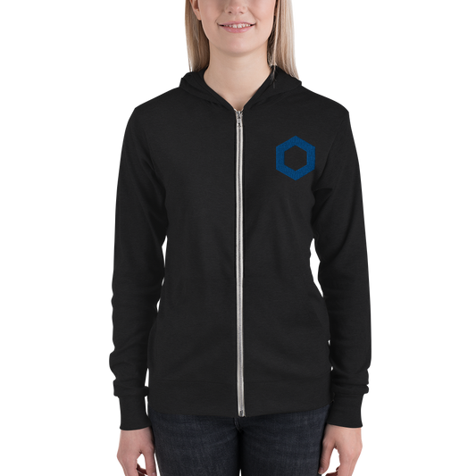 Chainlink Crypto LINK Embroidered Unisex Zip Hoodie