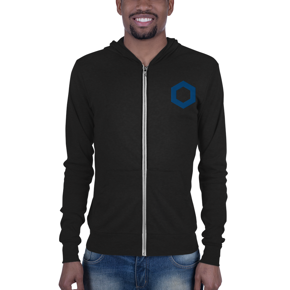 Chainlink Crypto LINK Embroidered Unisex Zip Hoodie