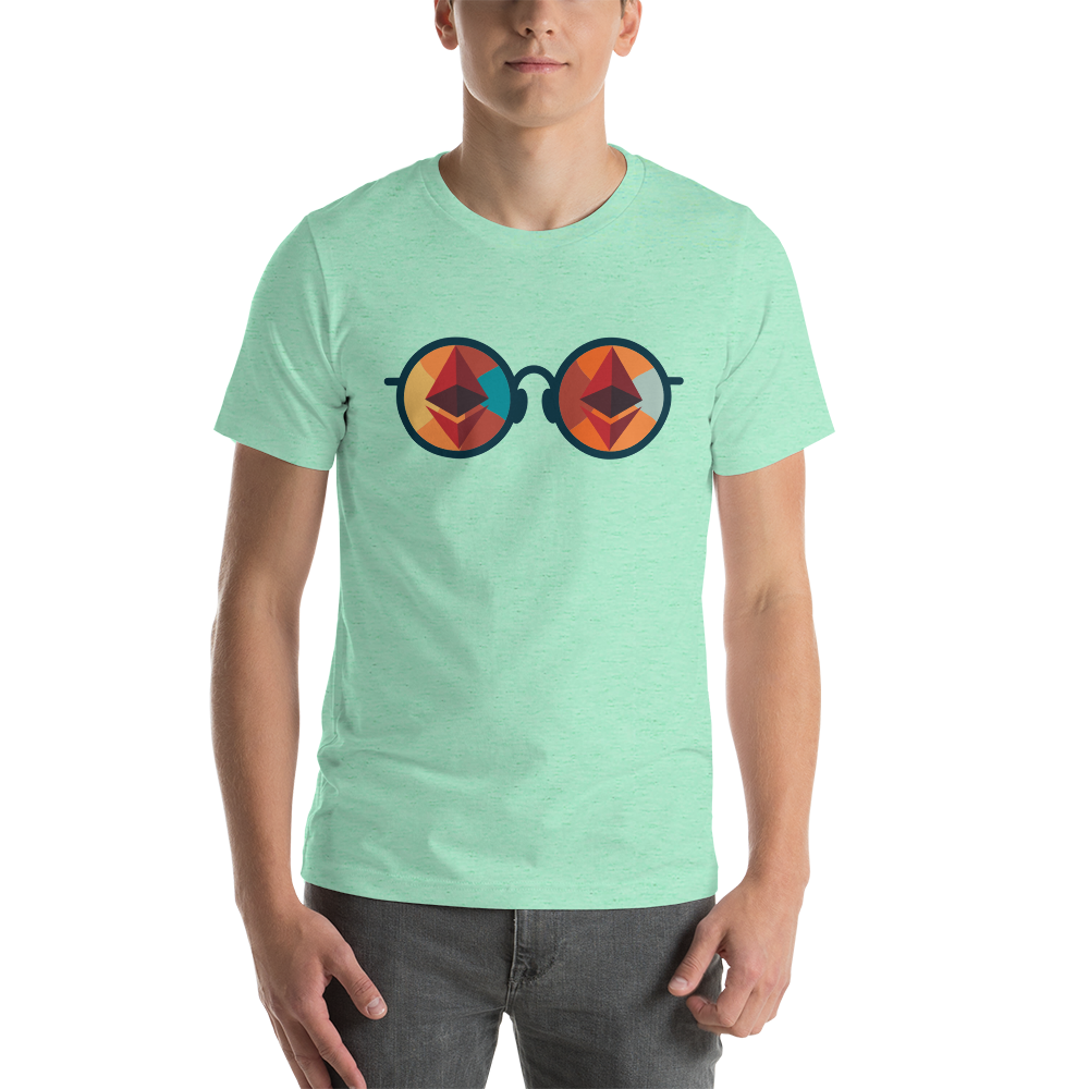 Ethereum 60's Glasses Crypto ETH Heather Short-Sleeve Unisex T-Shirt