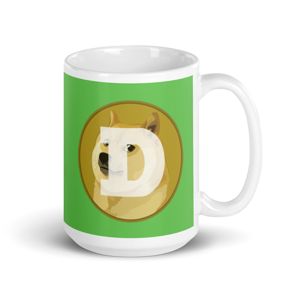 Dogecoin Crypto DOGE White Ceramic Glossy Mug